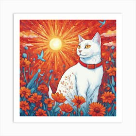 Cat In The Meadow Art Print