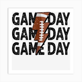 Vintage Game Day Football Lightning Bolt Funny Team Sport Art Print