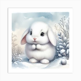 Lovely Snow Bunny Art Print