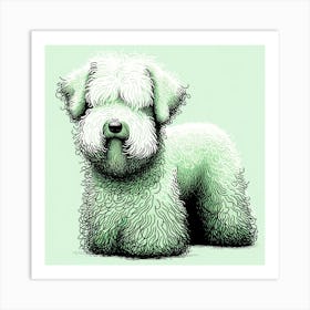 Green Drawing Dog Fluffy Art Print