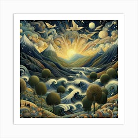 Sunrise Over The Mountains 2 Art Print