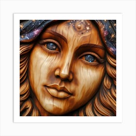 Wood Carving Of A Woman Art Print