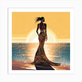 Woman On The Beach Art Print