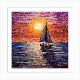 Sailboat At Sunset 2 Art Print