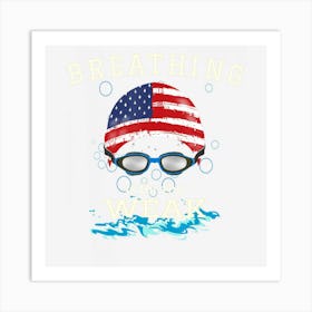 Swim Swimmer Funny Swimming Sports Goggles Cap Art Print