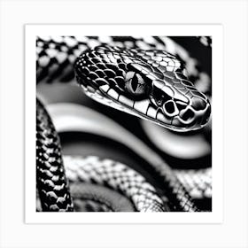 Snake In Black And White Art Print