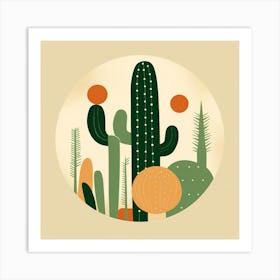 Rizwanakhan Simple Abstract Cactus Non Uniform Shapes Petrol 17 Art Print