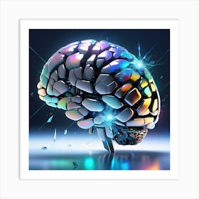 3d Rendering Of A Broken Brain Art Print