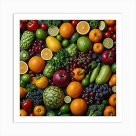 Colorful Fruits And Vegetables Art Print