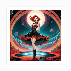 Woman In Space Art Print