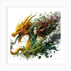 Dragon And Elf Art Print