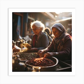 Women At A Market Art Print