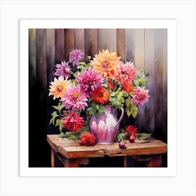 AI Vivid Visions: Dahlia Kaleidoscope  Art Print