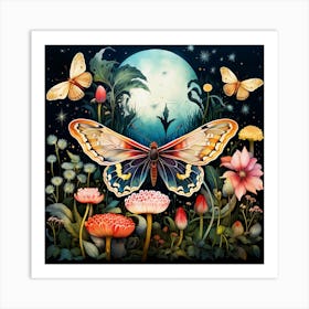 Moth On A Flower Art Print