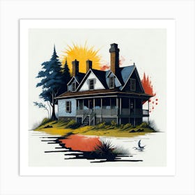 Colored House Ink Painting (140) Art Print