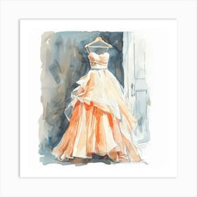 Watercolor Wedding Dress On Hanger 2 Art Print