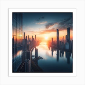 Sunset In Shanghai Art Print