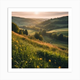 Sunrise Over A Valley 1 Art Print