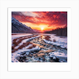 Sunset In The Mountains Art Print