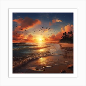 Sunset On The Beach 12 Art Print