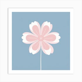 A White And Pink Flower In Minimalist Style Square Composition 563 Art Print