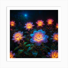 Glow In The Dark Roses 5 Art Print