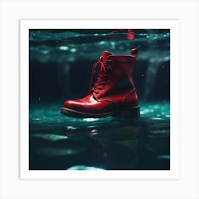 Red Boots In Water Art Print