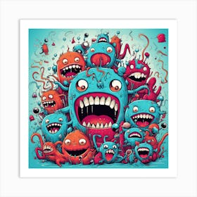 Monsters In A Crowd Art Print