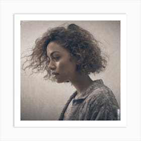Girl With Curly Hair Art Print