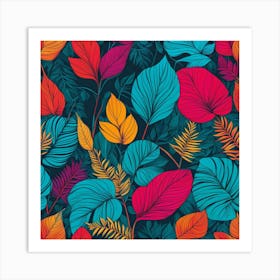 Tropical Leaves Seamless Pattern 1 Art Print