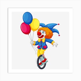 Clown On Unicycle Art Print