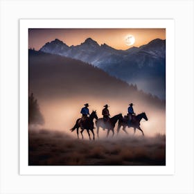 Three Cowboys Riding Horses Art Print