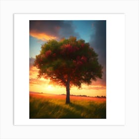 Sunset Tree Art Print