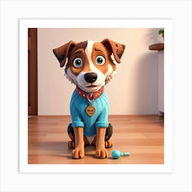 Dog In Blue Sweater Art Print