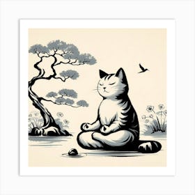 Meditating Cat 1 Art Print