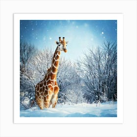 Firefly Whimsical Winter Wonderland With Cheerful Giraffe 82234 (2) Art Print