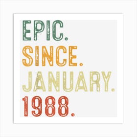 35 Year Old Epic Since January 1988 Shirt 35th Birthday Art Print