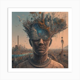 Man With A City In His Head Art Print