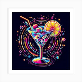 Neon Martini Art Print