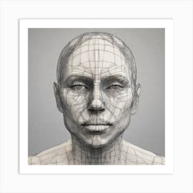 3d Model Of A Human Head 5 Art Print