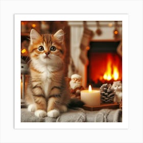 Christmas Kitten Art Print