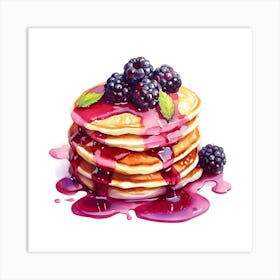 Pancakes With Blackberries Art Print