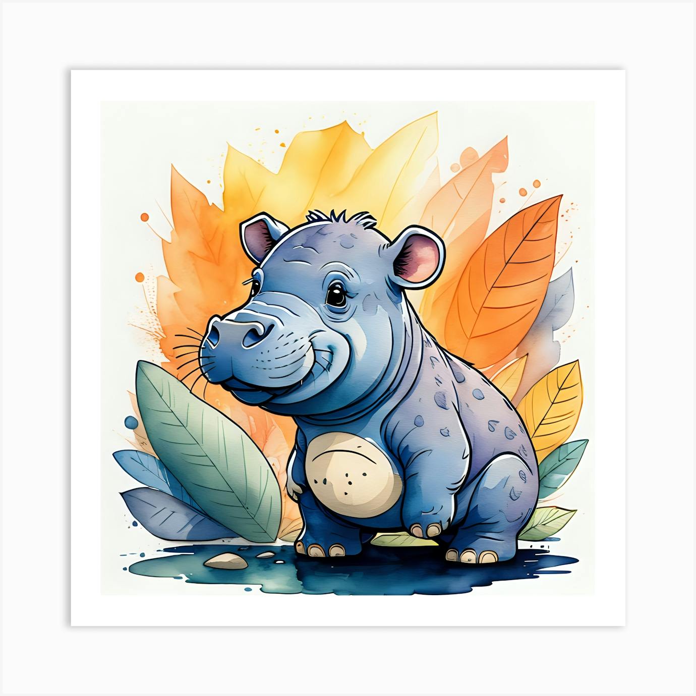 RobThomasDesigns　Hippo　Art　by　Print　Fy