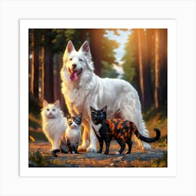 Family Of Cats And Dogs Art Print