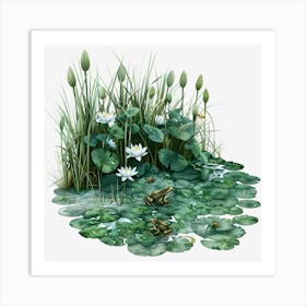 Springtime-Duck-Pond-Clipart.21 Art Print