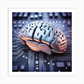 Brain On Circuit Board 12 Art Print