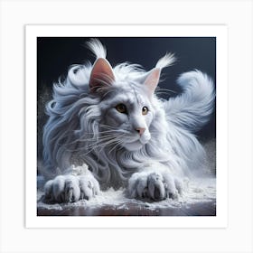 White Cynthia Cat Art Print