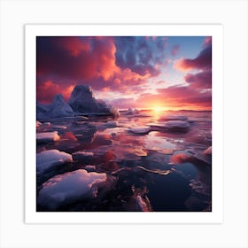 Icebergs In The Water Art Print