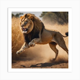 Lion Running Art Print