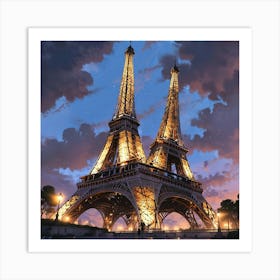 Double Eiffel Tower Concept Art Print